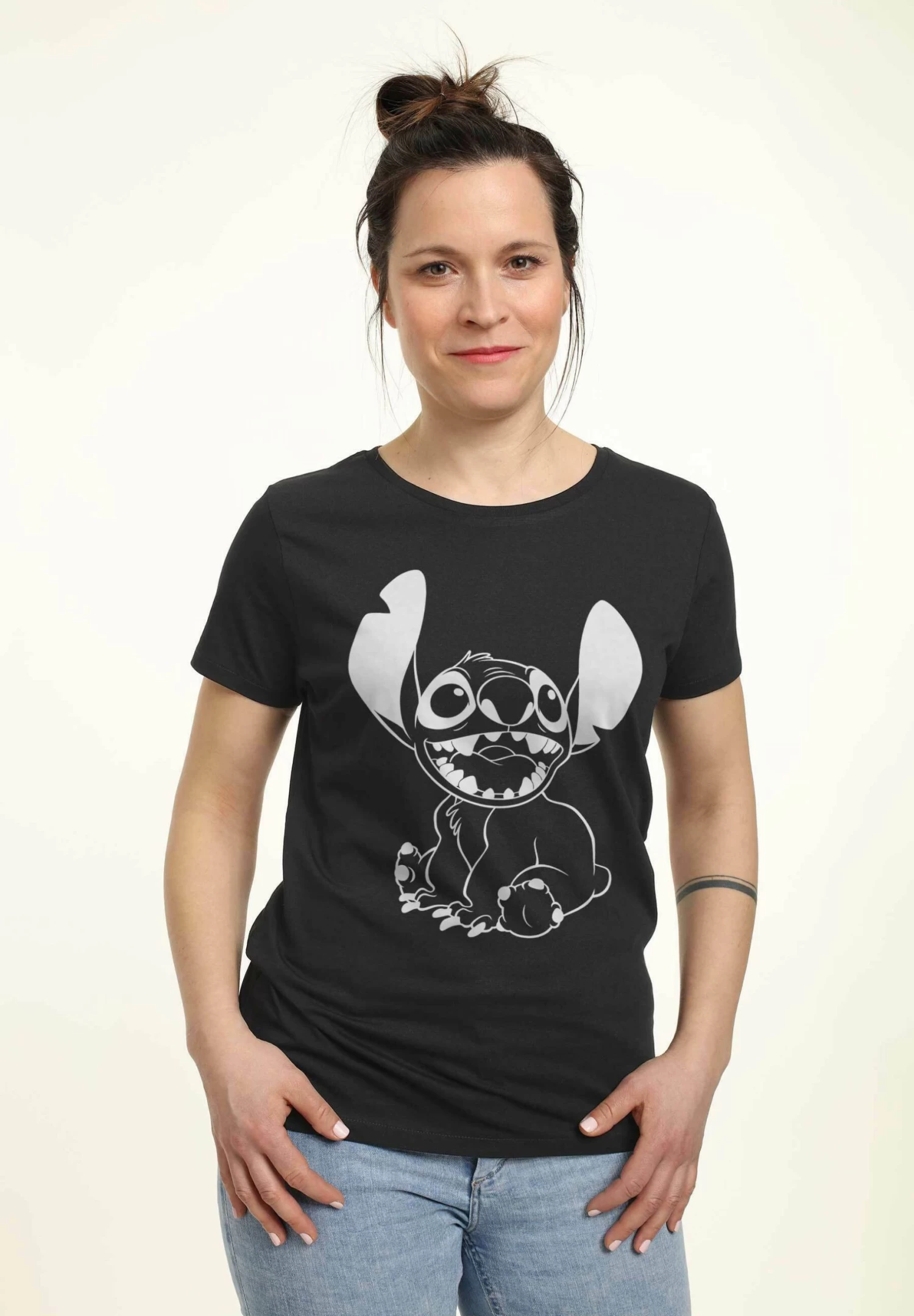 Disney LiloStitch Negative- T-Shirt Print - Black