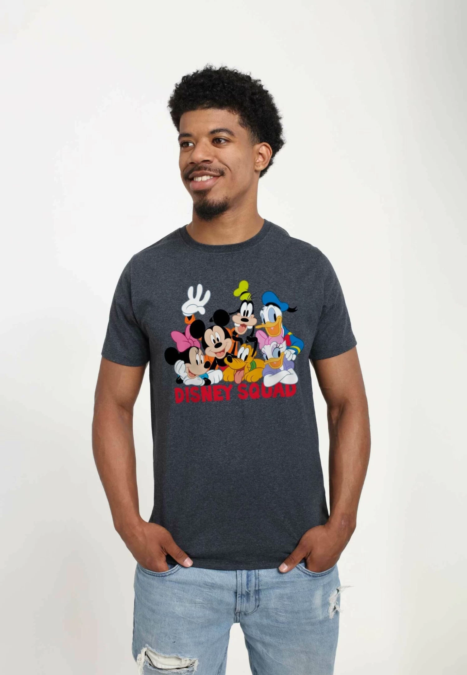 Mickey Classic Disney Squad Unisex - T-Shirt Print - Melange Black - Afbeelding 3