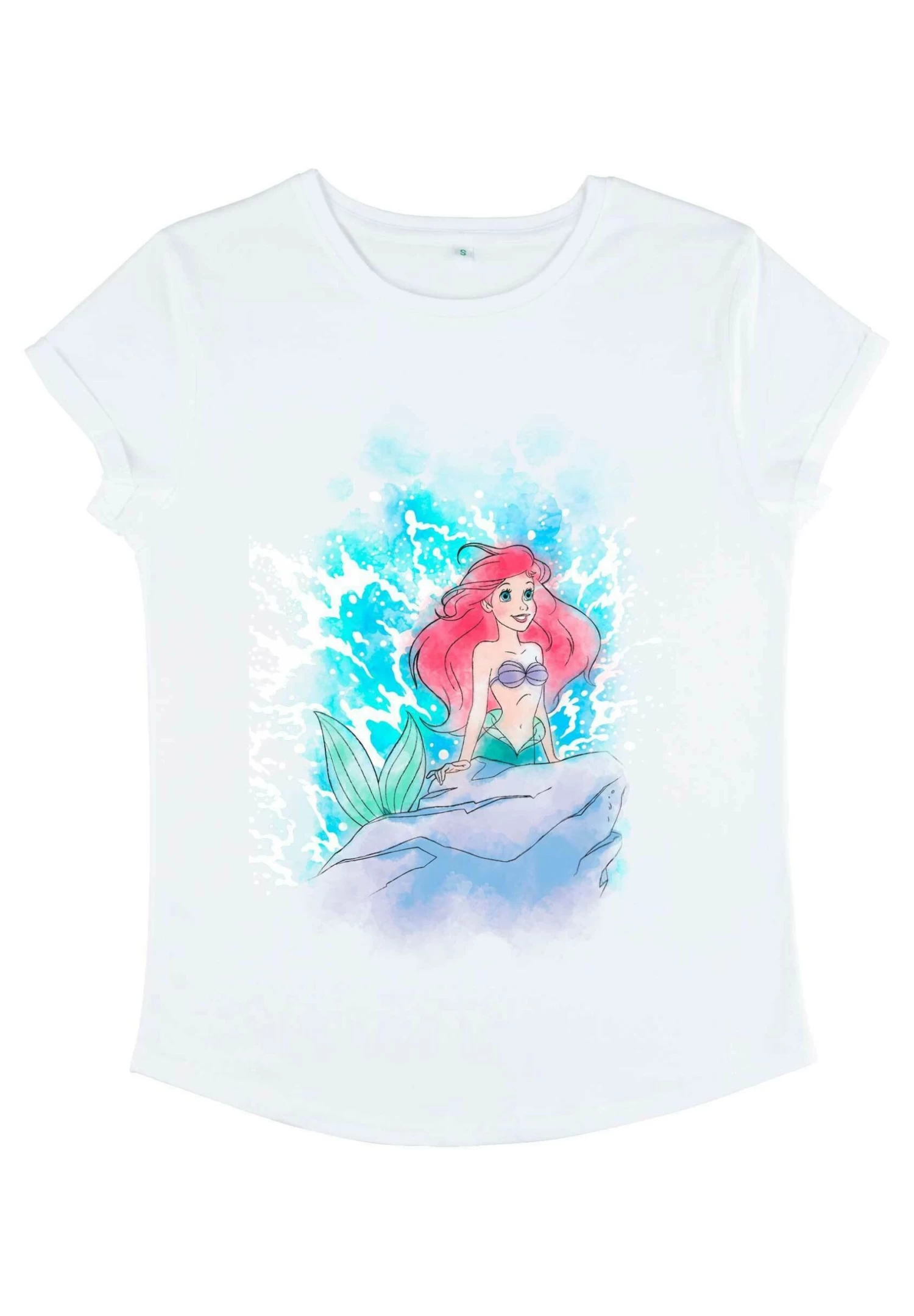 Disney The Little Mermaid Watercolor Splash - T-Shirt Print - White - Afbeelding 5