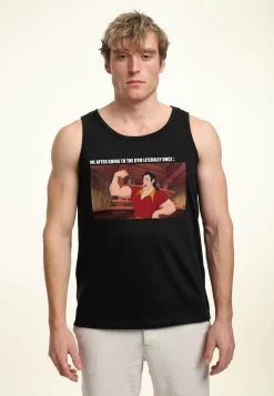 Disney Beauty The Beast Gaston Gym Meme- Top - Black