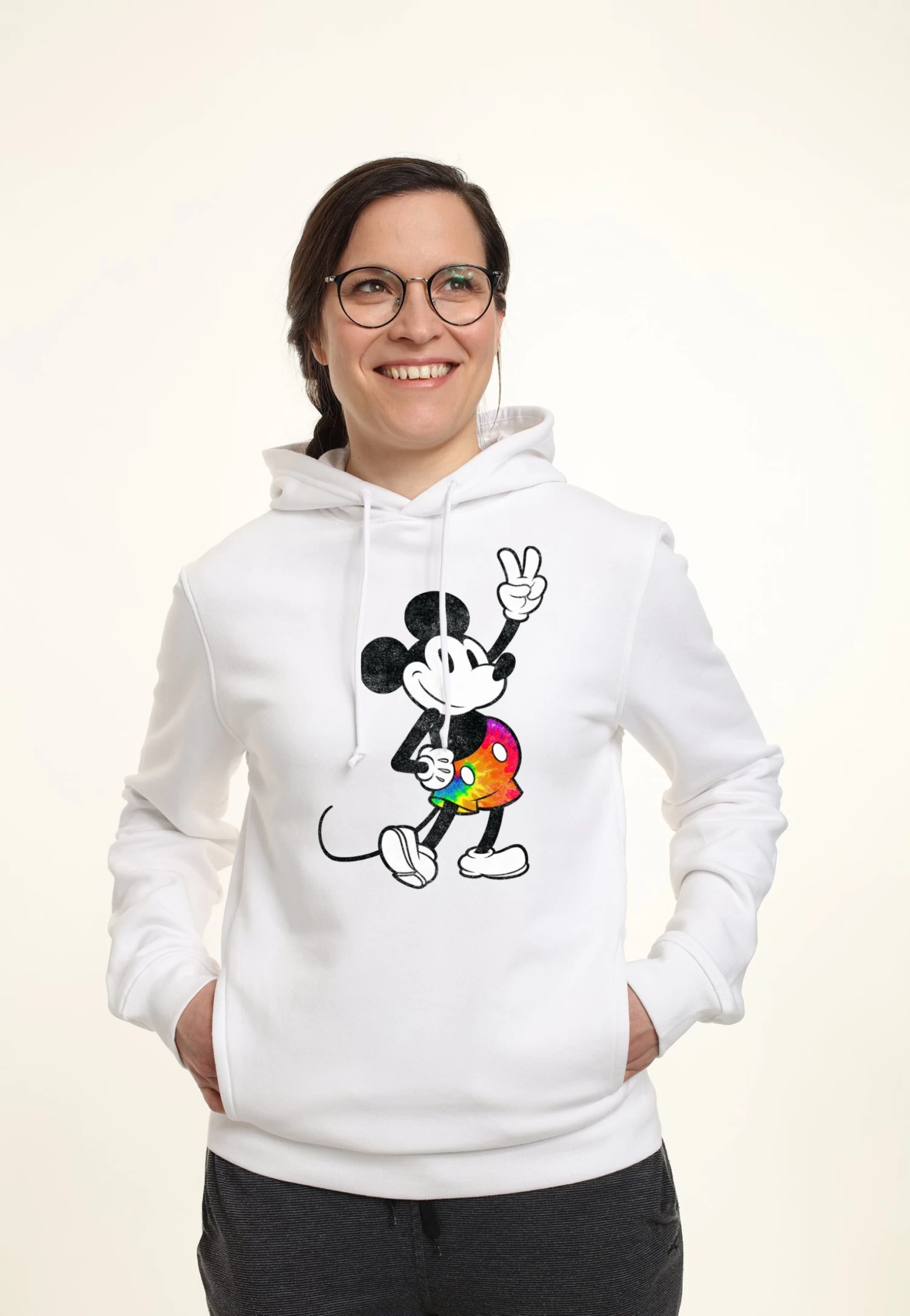 Disney Mickey Classic Tie Dye Stroked - Hoodie - White