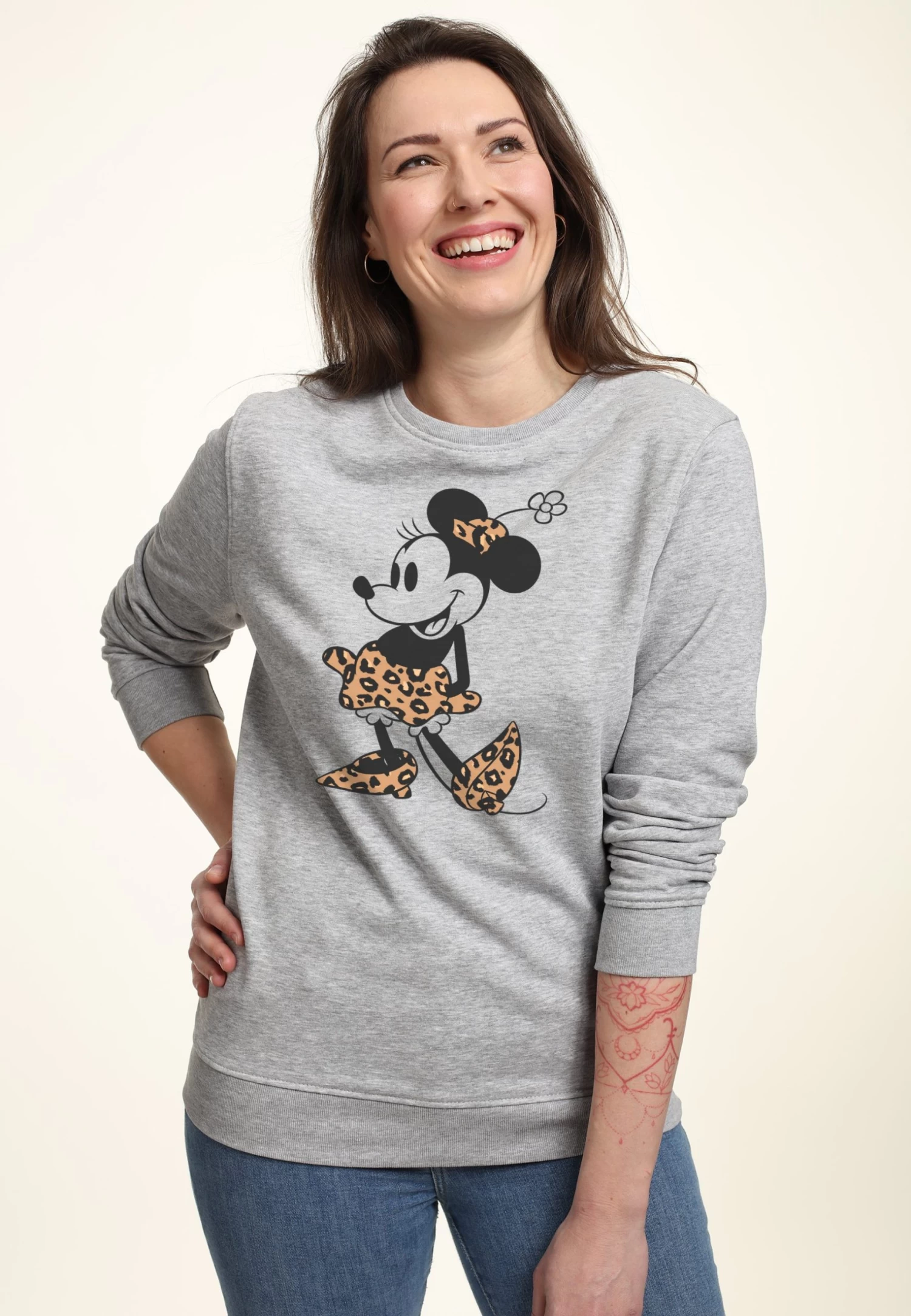 Disney Mickey & Friends Leopard Mouse - Sweater - Heather Grey - Afbeelding 3