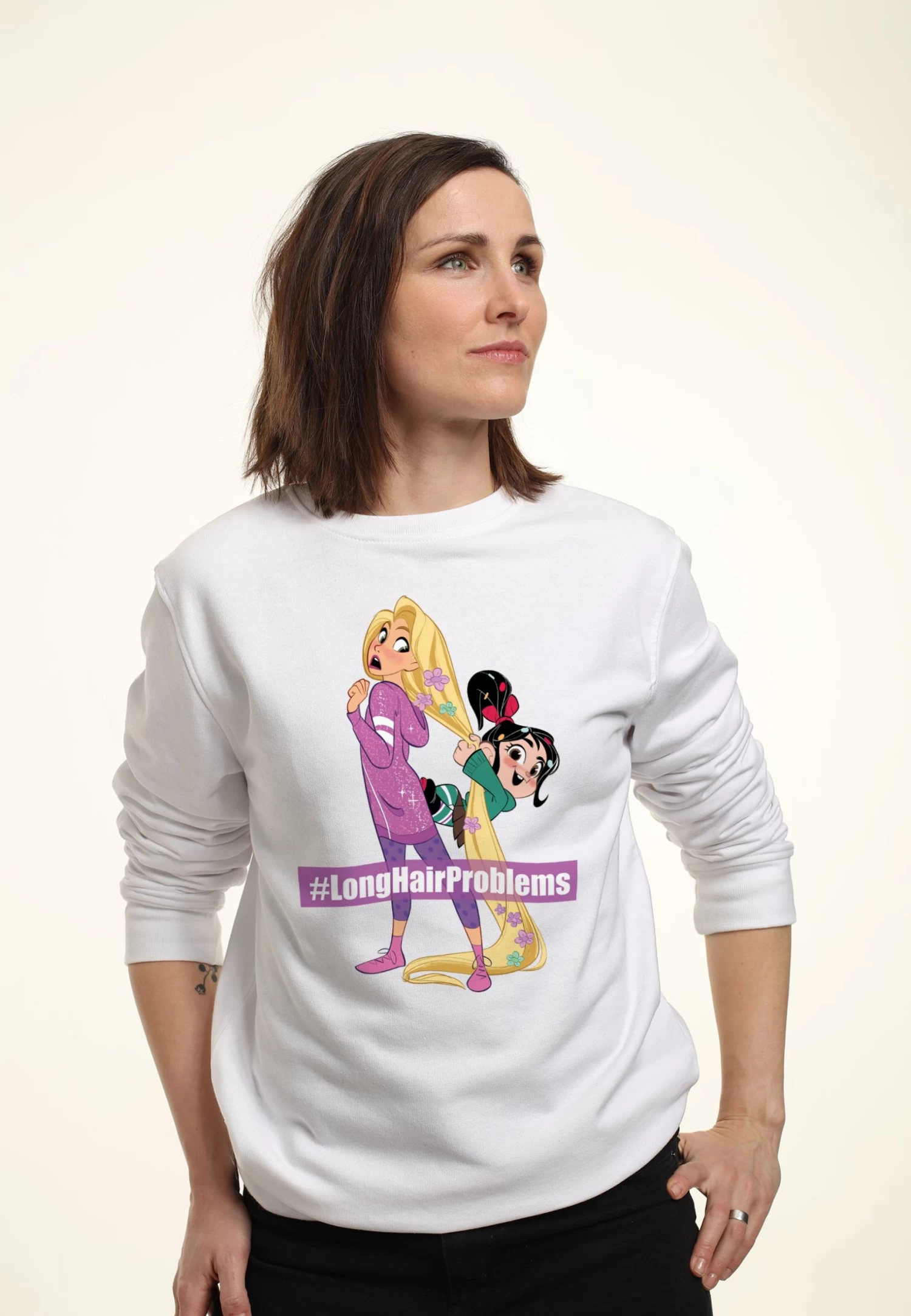 Disney Wreck-It Ralph 2 Long Hair Rapunzel Vanellope - Sweater - White - Afbeelding 3