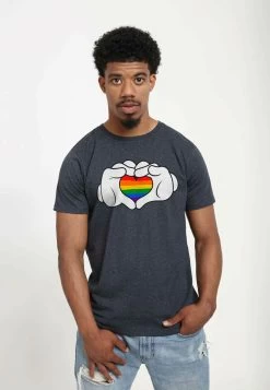 Disney Classic Mickey Rainbow Love Unisex - T-Shirt Print - Melange Black