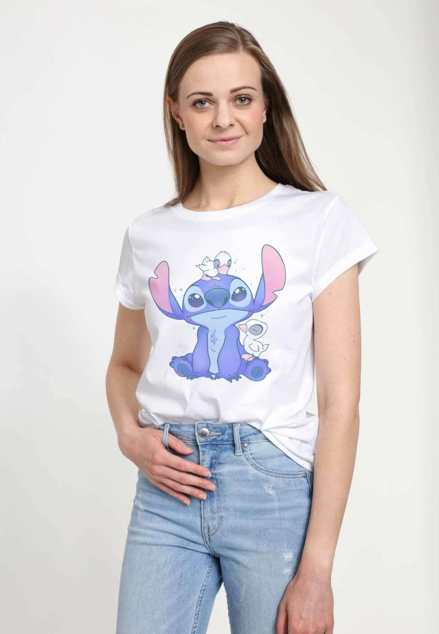 Disney Lilo & Stitch Cute Ducks - T-Shirt Print - White
