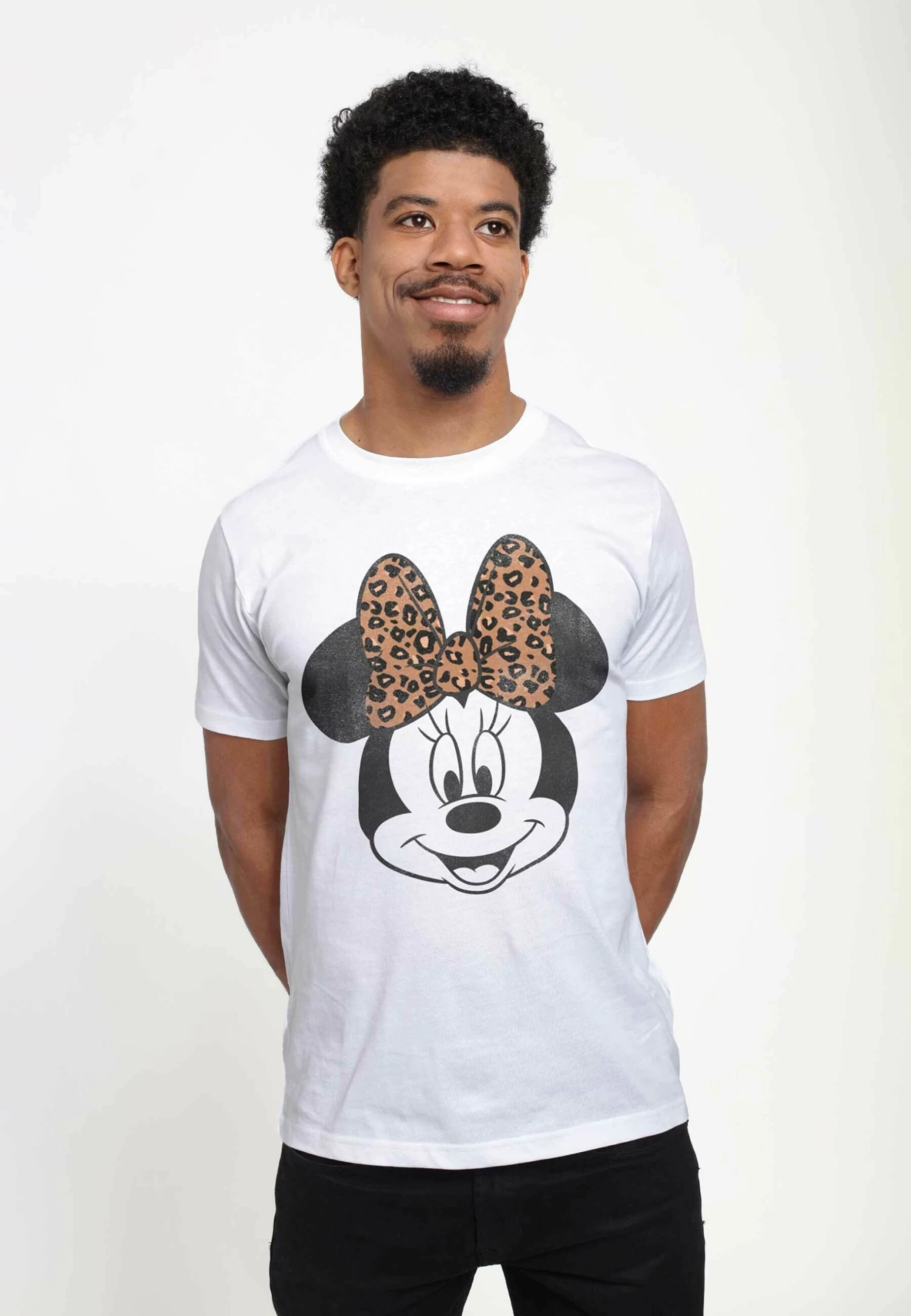 Disney Mickey Classic Modern Minnie Face Leopard Unisex - T-Shirt Print - White - Afbeelding 3
