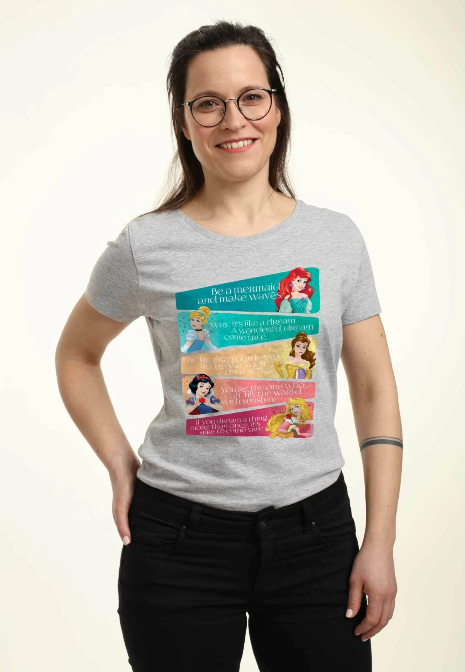 Disney Princesses Princess Adjectives - T-Shirt Print - Heather Grey - Afbeelding 4