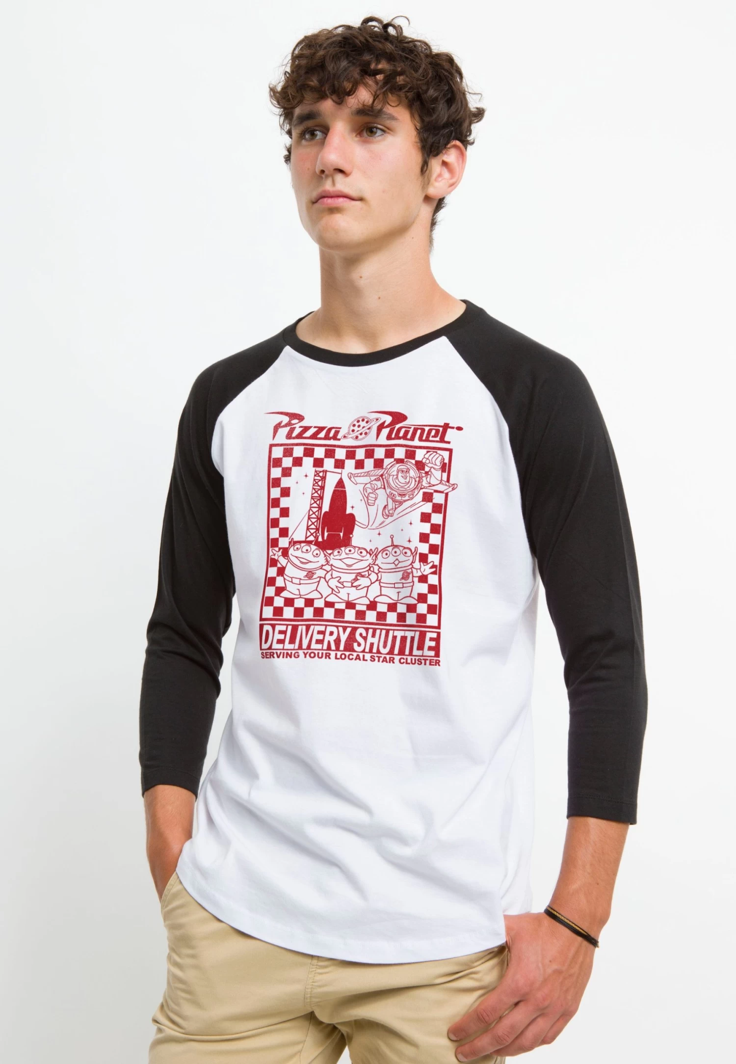 Disney Toy Story 1-3 Pizza Planet Delivery - Longsleeve - White Black - Afbeelding 4