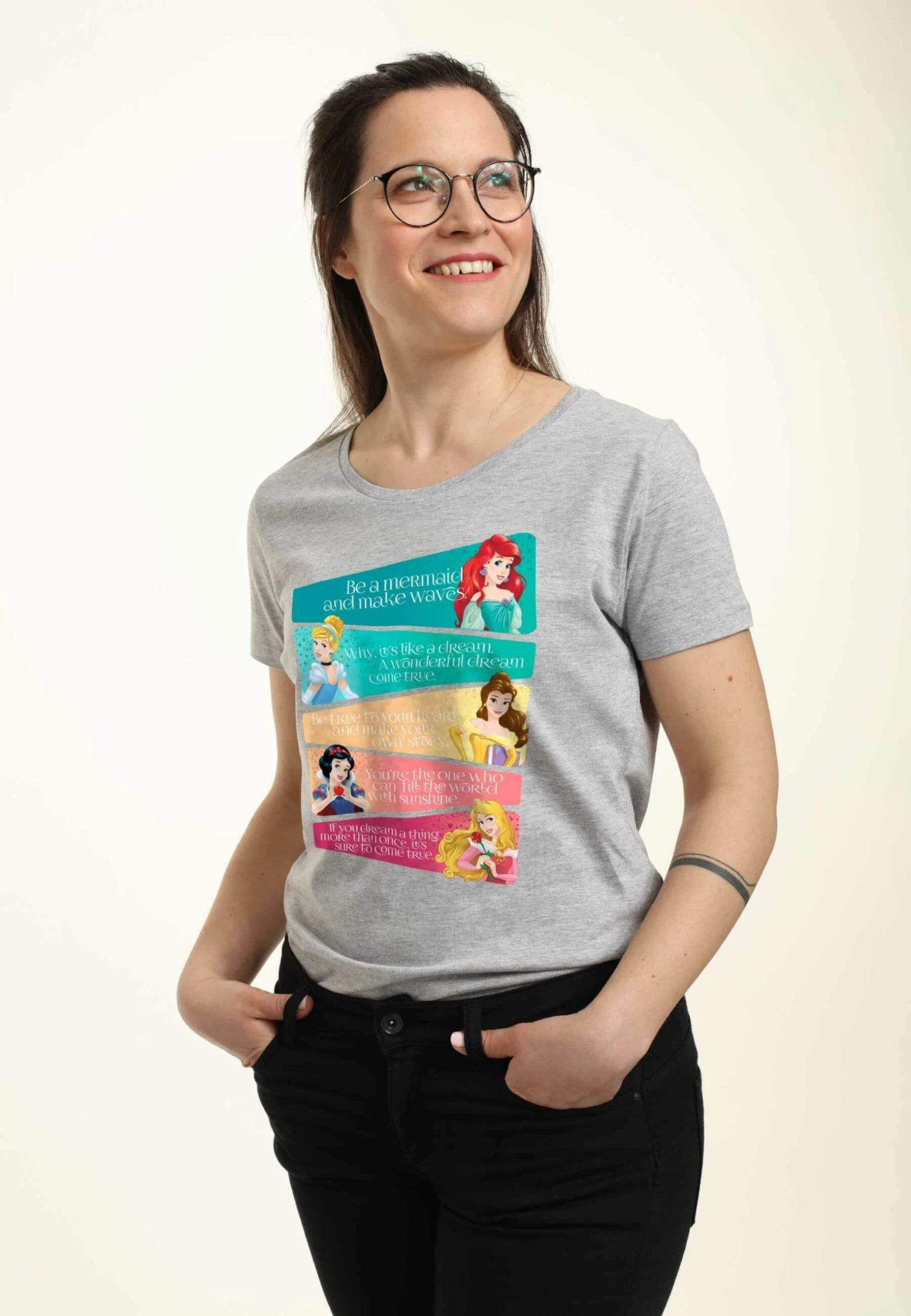 Disney Princesses Princess Adjectives - T-Shirt Print - Heather Grey - Afbeelding 3