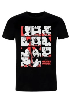 Disney Mickey Classic Mickey Mouse Expression Grid - T-Shirt Print - Black