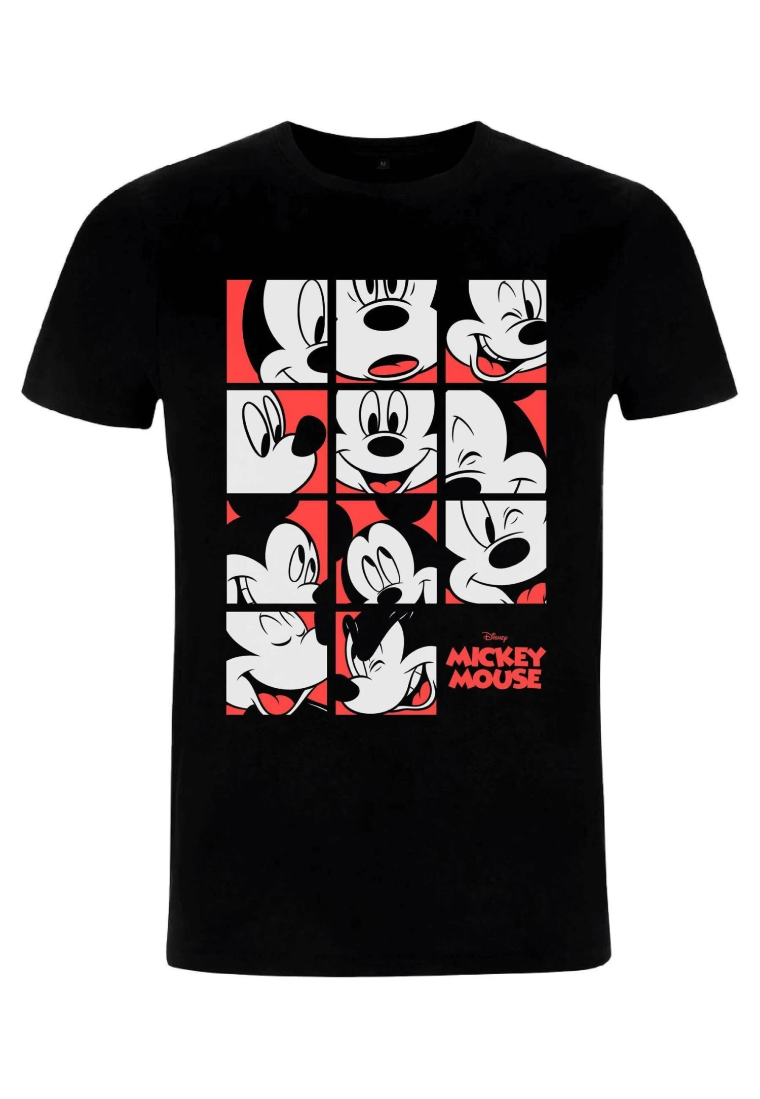 Disney Mickey Classic Mickey Mouse Expression Grid - T-Shirt Print - Black