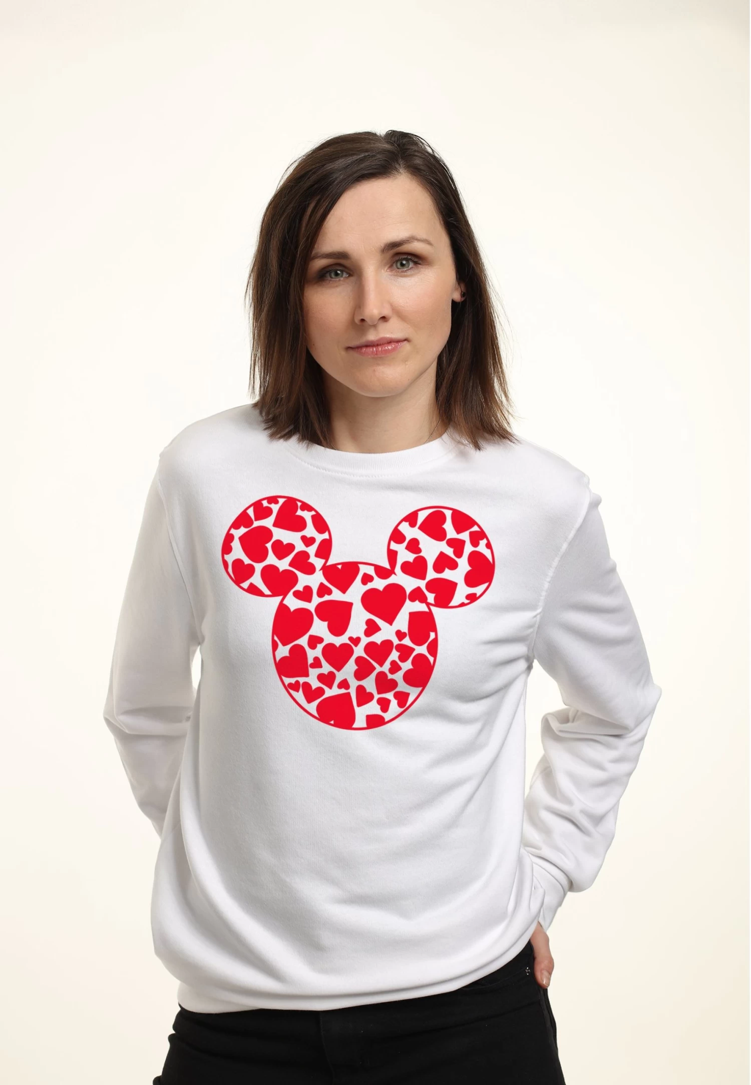 Disney Classic Mickey Mickey Hearts Fill - Sweater - White