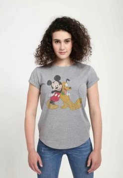 Disney Classic Mickey Mickey And Pluto - T-Shirt Print - Melange Grey