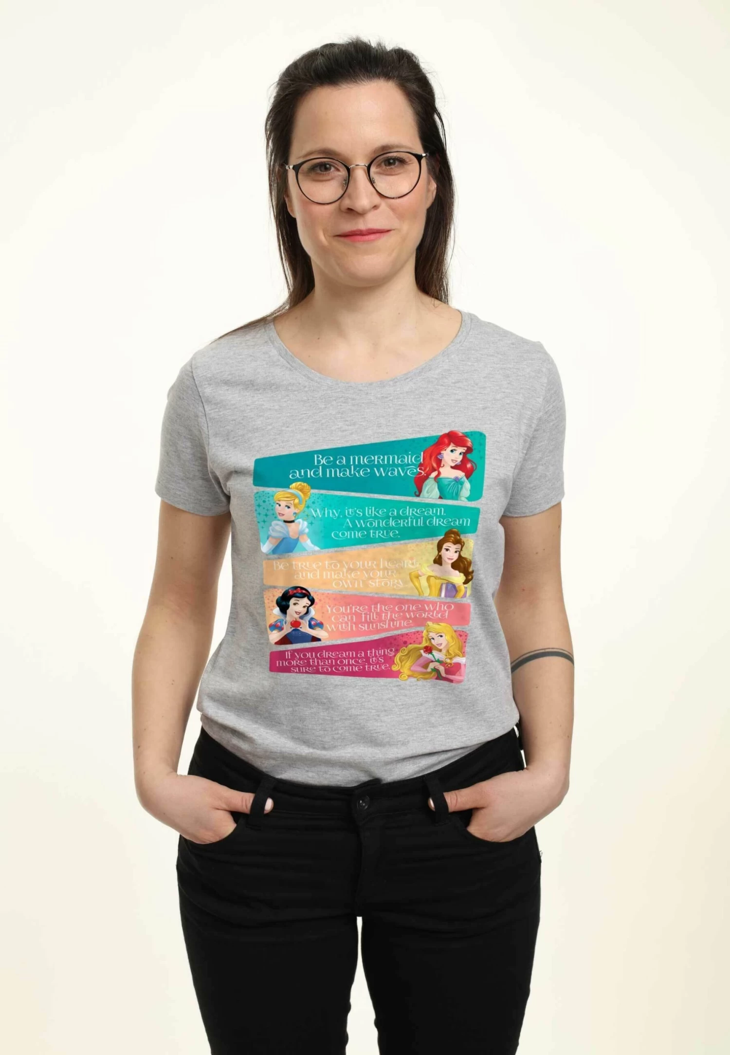 Disney Princesses Princess Adjectives - T-Shirt Print - Heather Grey