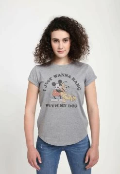 Disney Classic Mickey Mickey Dog Fill Lover - T-Shirt Print - Melange Grey