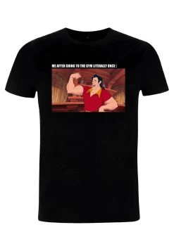 Disney Beauty The Beast Gaston Gym Meme - T-Shirt Print - Black