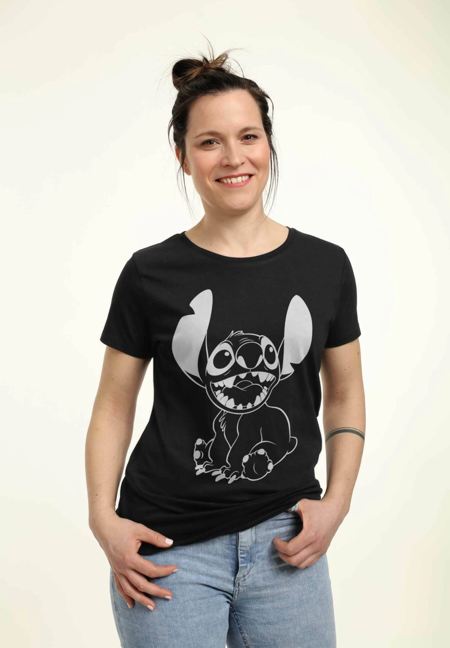 Disney LiloStitch Negative- T-Shirt Print - Black - Afbeelding 3
