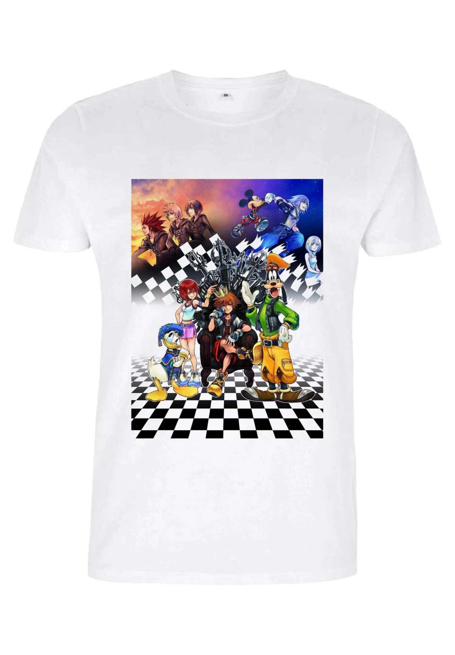 Disney Kingdom Hearts Group Checkers Unisex - T-Shirt Print - White - Afbeelding 5