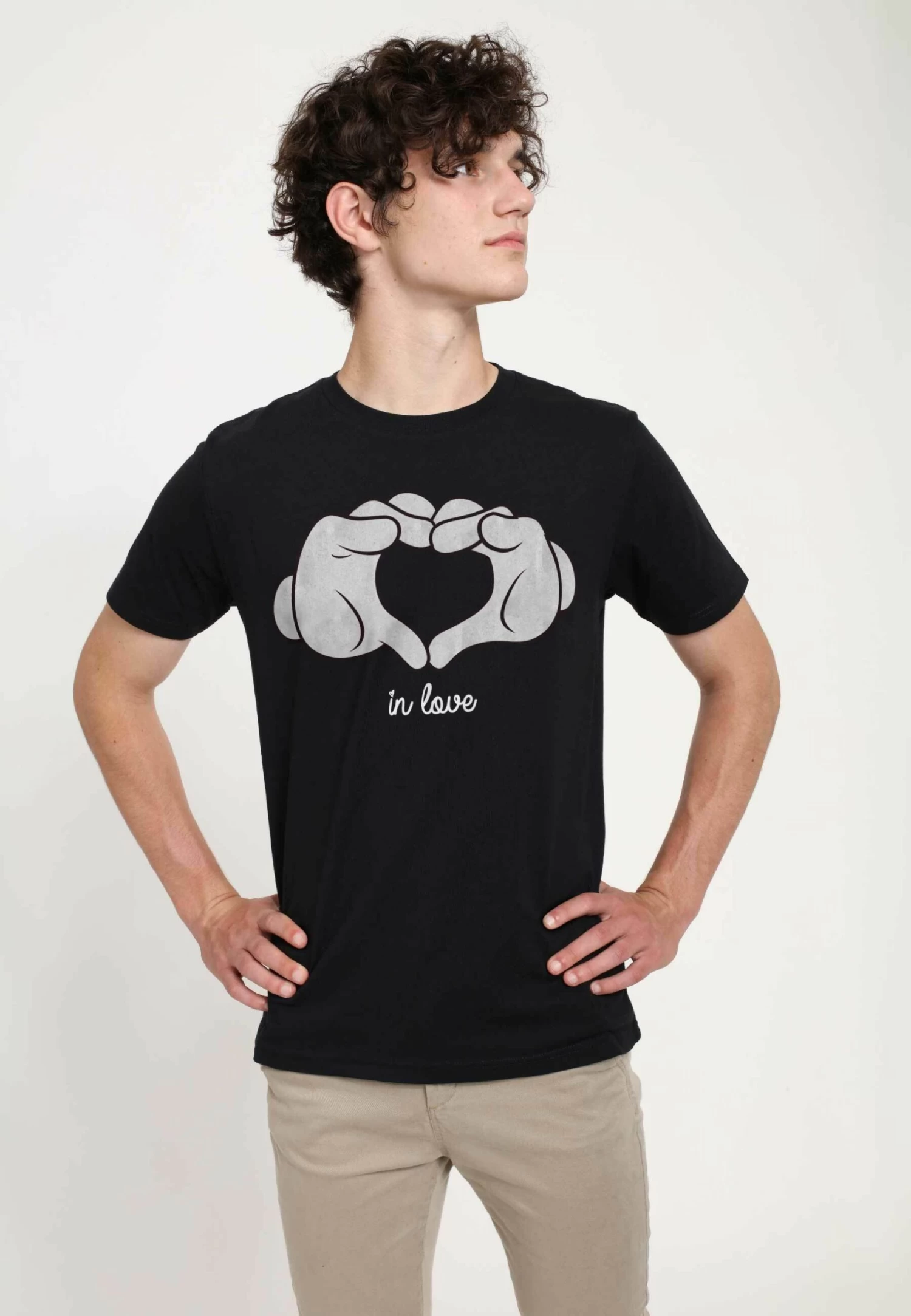 Disney Mickey Classic Glove Heart Unisex - T-Shirt Print - Black - Afbeelding 3