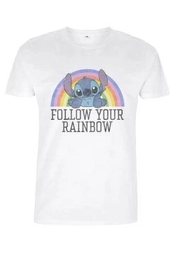 Disney Lilo & Stitch Stitch Rainbow - T-Shirt Print - White