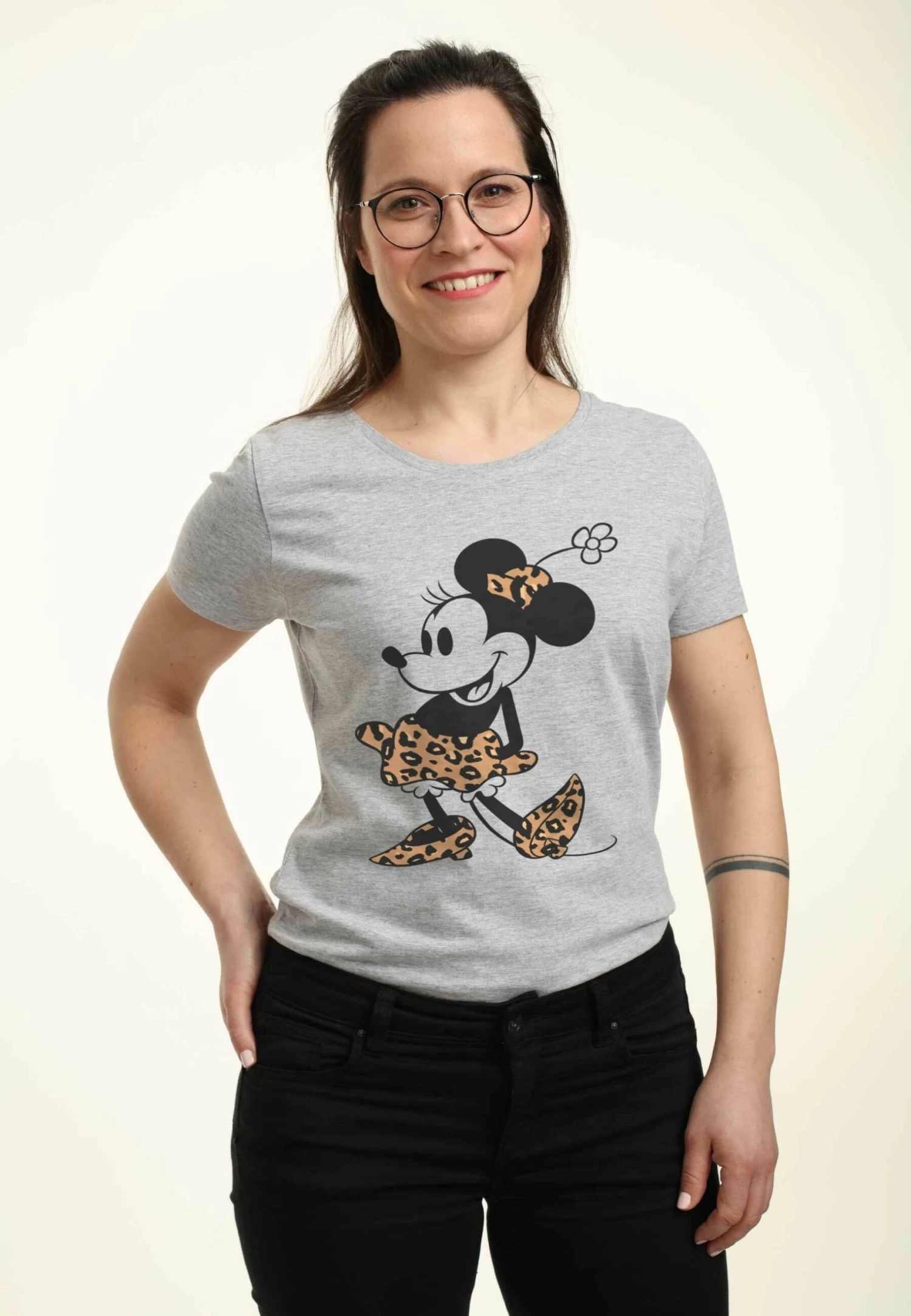 Disney Mickey & Friends Leopard Mouse - T-Shirt Print - Heather Grey - Afbeelding 4