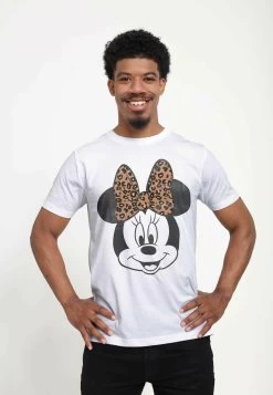 Disney Mickey Classic Modern Minnie Face Leopard Unisex - T-Shirt Print - White
