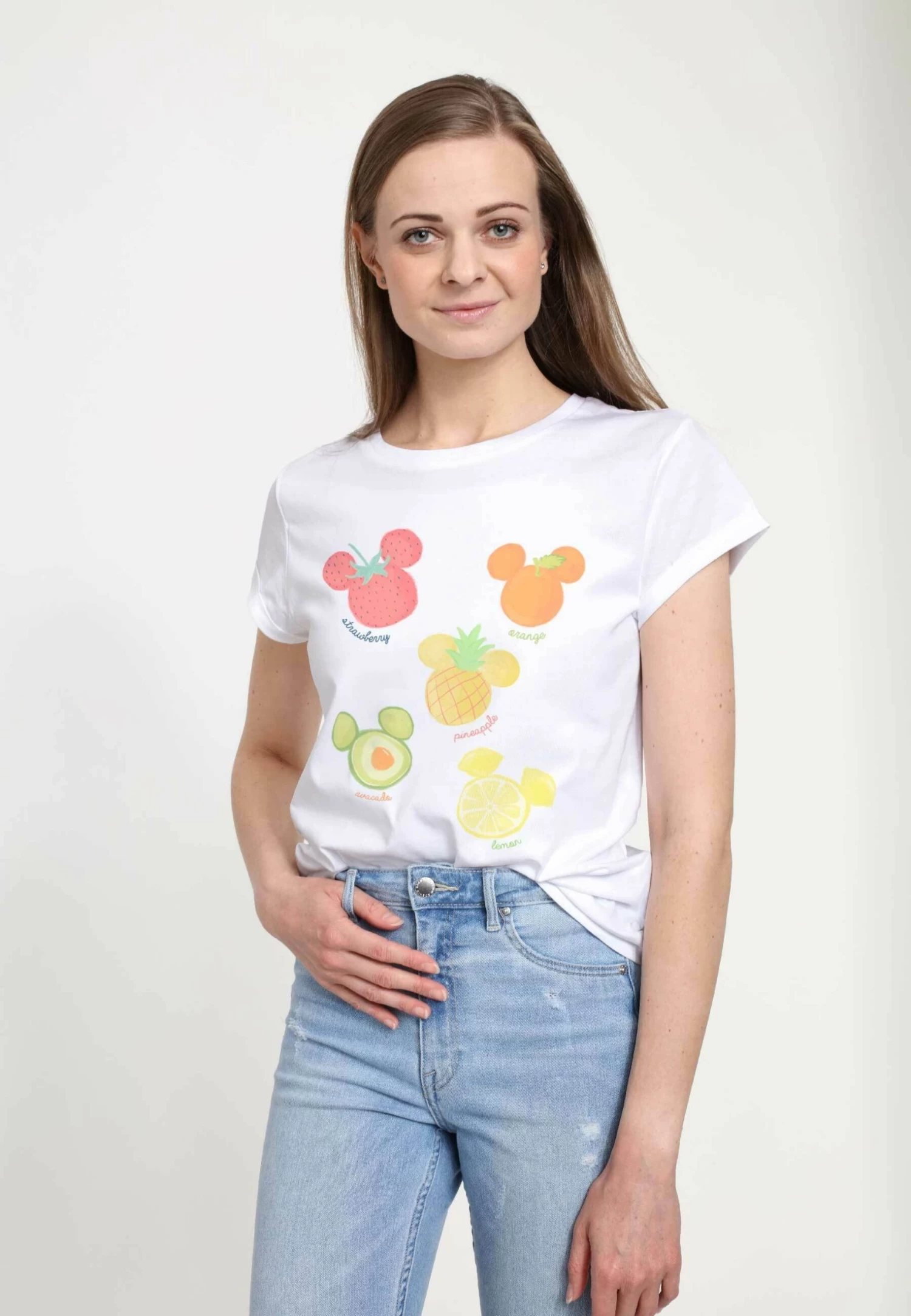 Disney Mickey Classic Assorted Fruit - T-Shirt Print - White