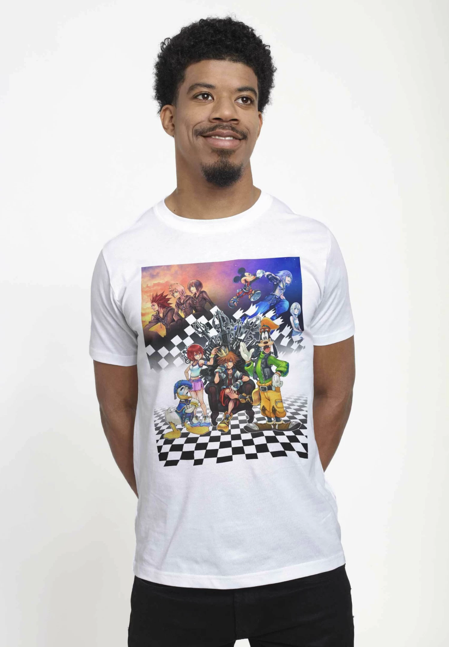 Disney Kingdom Hearts Group Checkers Unisex - T-Shirt Print - White - Afbeelding 3